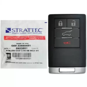 Cadillac Keyless Entry Remote Key Strattec 5923881 4 Button Driver 1